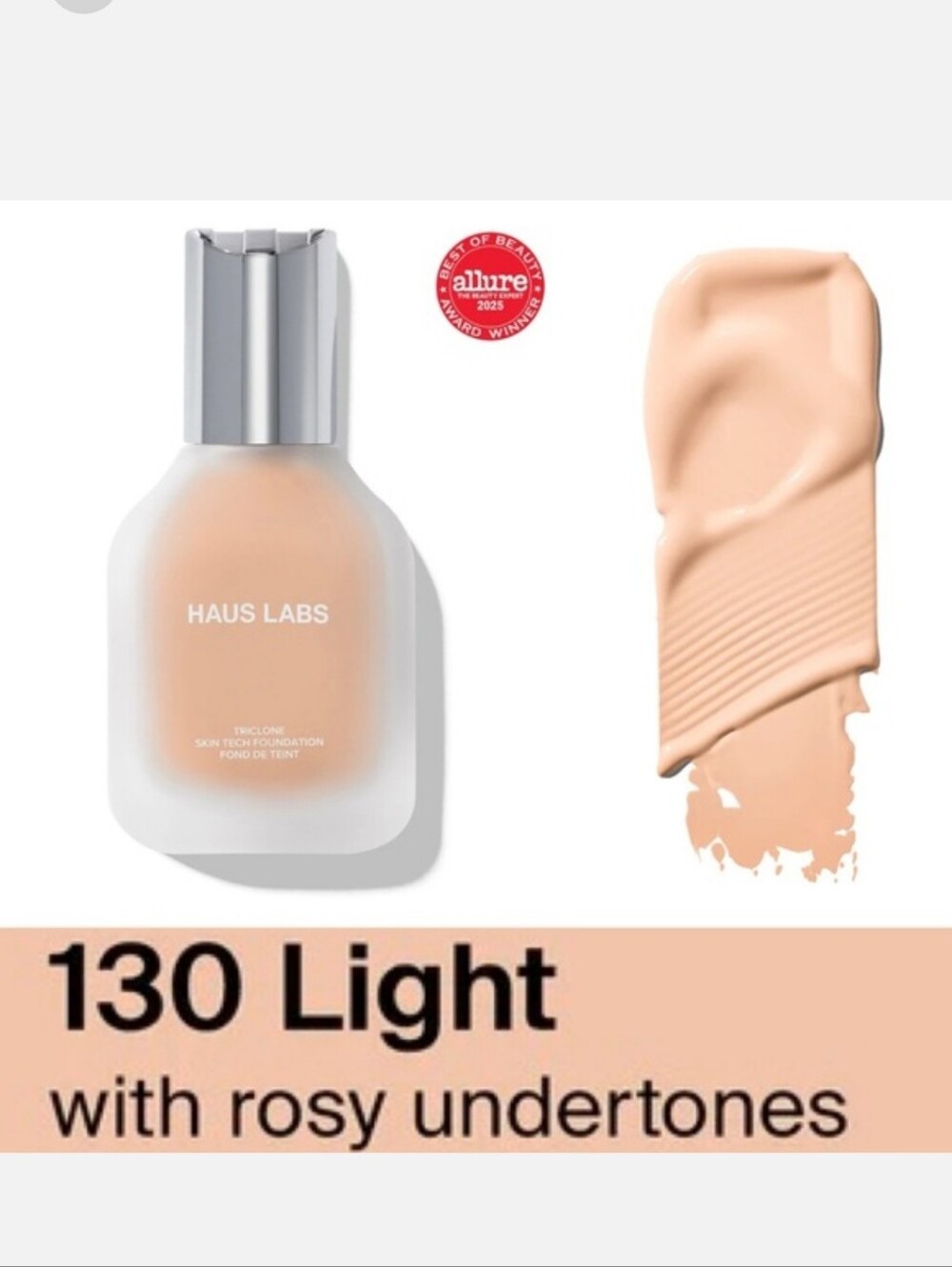 Haus Labs TRICLONE SKIN TECH MED
COVERAGE FOUNDATION 130 Light Warm NEW IN BOX